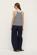 Load image into Gallery viewer, Adria Stripe Jersey Tank-White/Navy Stripe