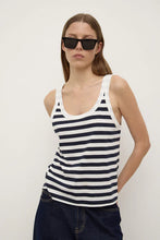 Load image into Gallery viewer, Adria Stripe Jersey Tank-White/Navy Stripe