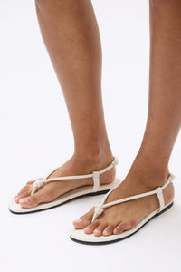 April Sandal-Cream Leather