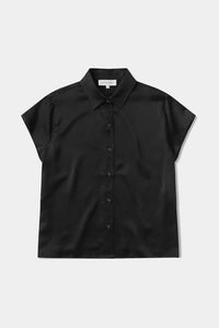 Karri Silk Short Sleeved Shirt-Black
