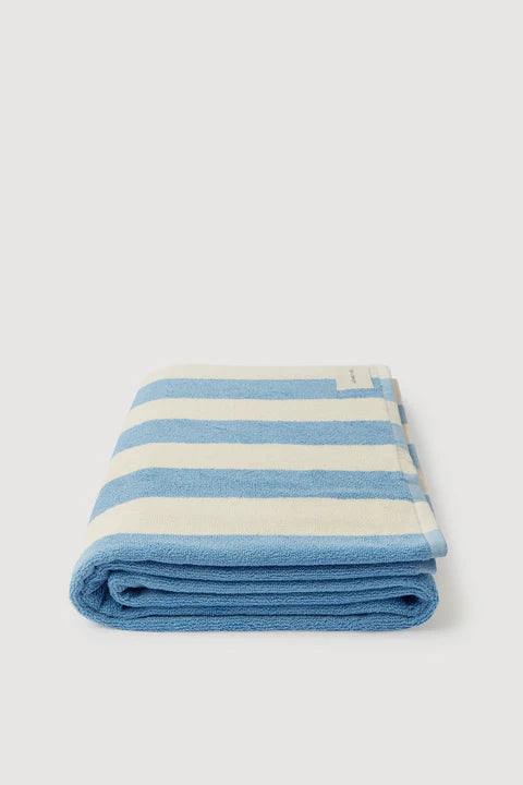 Signature Stripe Beach Towel-Skylar/Cream