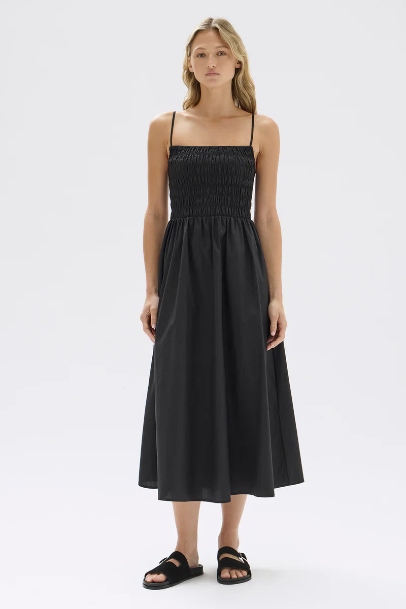 Aubrey Rouched Dress-Black