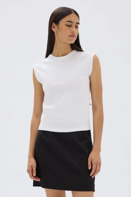 Avery Jersey Tank-White