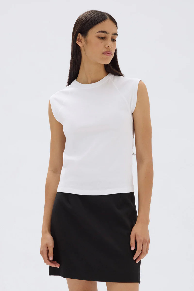 Avery Jersey Tank-White