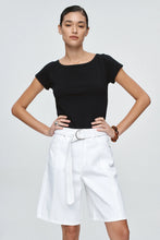 Load image into Gallery viewer, Belted Jean Short-Blanc