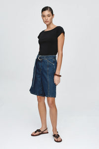 Belted Jean Short-Classic Blue