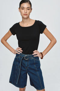 Belted Jean Short-Classic Blue
