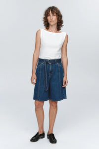 Belted Jean Short-Washed Indigo