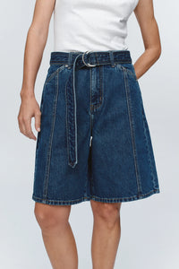 Belted Jean Short-Washed Indigo