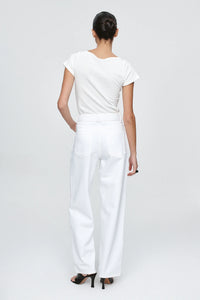 Belted Wide Leg Jean-Blanc
