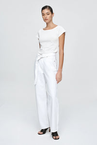 Belted Wide Leg Jean-Blanc