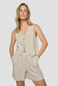 Melka Tili Linen Vest-Cement