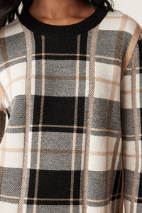 Merino Check Jumper-Camel Check