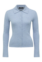 Load image into Gallery viewer, Superfine Rib Polo Cardigan-Ice Blue