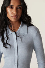 Load image into Gallery viewer, Superfine Rib Polo Cardigan-Ice Blue