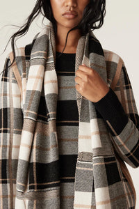 Merino Check Scarf-Camel Check