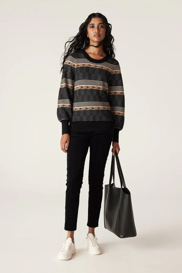 Dallas Merino Jumper-Caramel Stripe