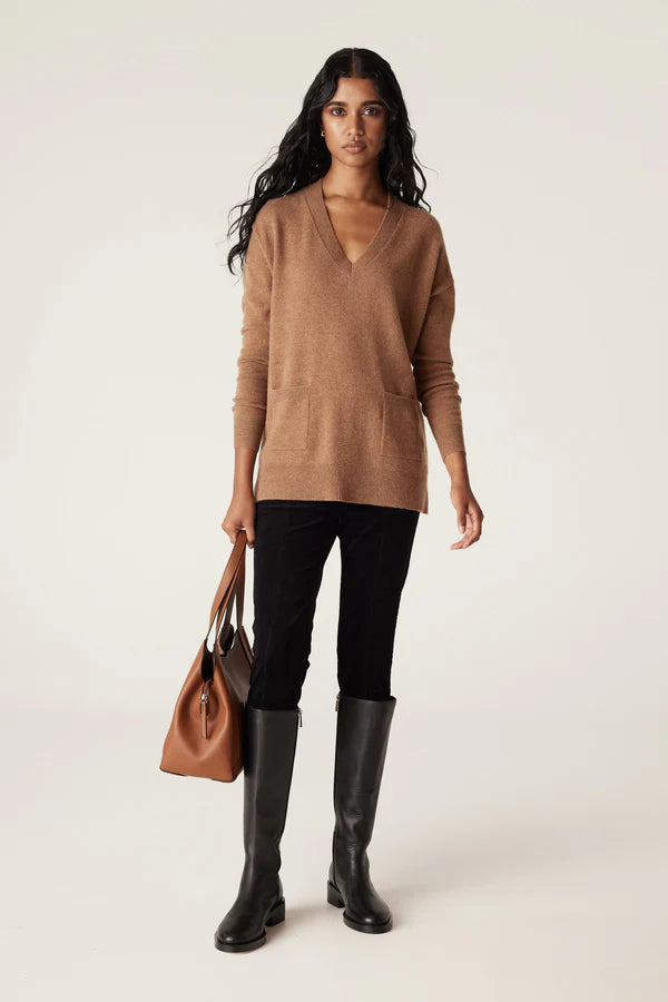 Cashwool V Jumper-Camel