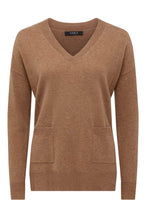 Load image into Gallery viewer, Cashwool V Jumper-Camel