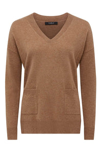 Cashwool V Jumper-Camel