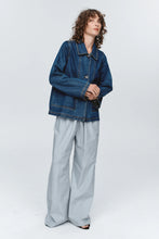 Load image into Gallery viewer, Cropped Pea Jacket-Washed Indigo