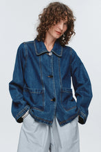 Load image into Gallery viewer, Cropped Pea Jacket-Washed Indigo