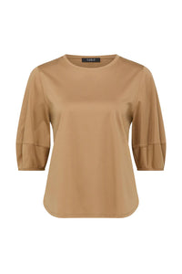 Pima Lantern Sleeve Top-Camel