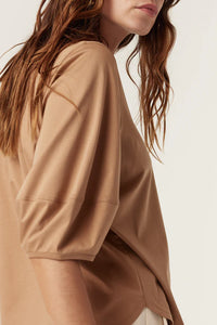 Pima Lantern Sleeve Top-Camel