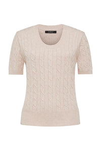 Heritage Cotton Cable Tee-Pale Pink