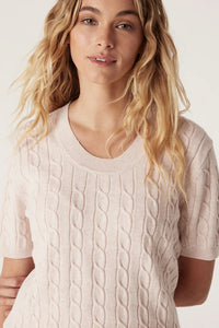 Heritage Cotton Cable Tee-Pale Pink