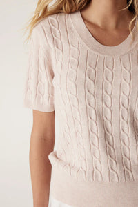 Heritage Cotton Cable Tee-Pale Pink