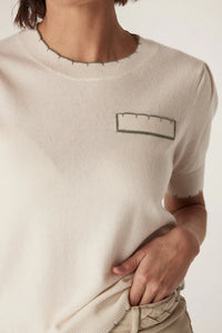 Cashwool Crew Scallop Tee-White