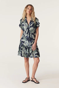 Havana Frill Dress-Navy Floral