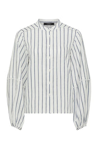 Avondale Linen Blouse-Navy Stripe