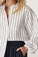 Load image into Gallery viewer, Avondale Linen Blouse-Navy Stripe