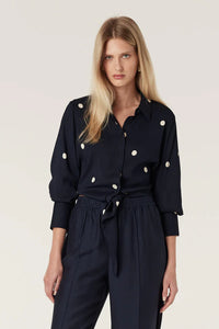 Muse Blouse-Navy Spot