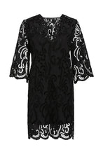Load image into Gallery viewer, Shadow Embroidered Dress-Black