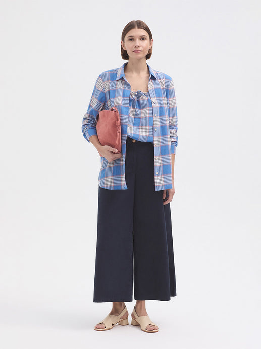Greenery Checkered Shirt-Medium Blue