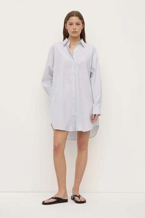 Cora Stripe Shirt Dress-White/Navy