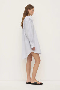 Cora Stripe Shirt Dress-White/Navy