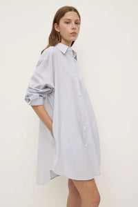 Cora Stripe Shirt Dress-White/Navy