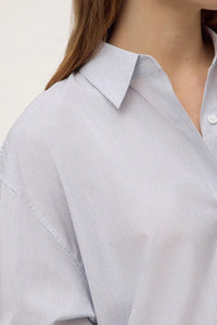 Cora Stripe Shirt Dress-White/Navy