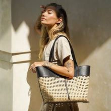 Load image into Gallery viewer, Venice Bag-Black (Rattan &amp; Leather)