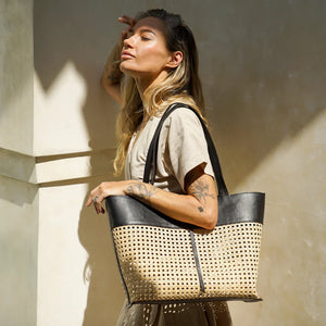 Venice Bag-Black (Rattan & Leather)