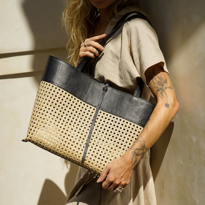 Venice Bag-Black (Rattan & Leather)