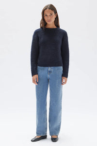Dahlia Wool Knit Crew Jumper-Ink