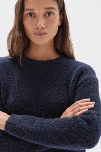 Dahlia Wool Knit Crew Jumper-Ink