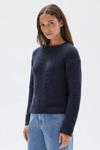 Dahlia Wool Knit Crew Jumper-Ink