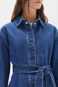 Denim Belted Jacket-Heritage Blue