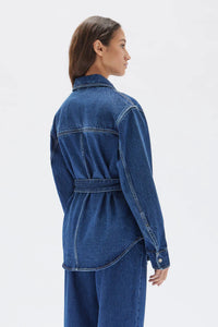 Denim Belted Jacket-Heritage Blue
